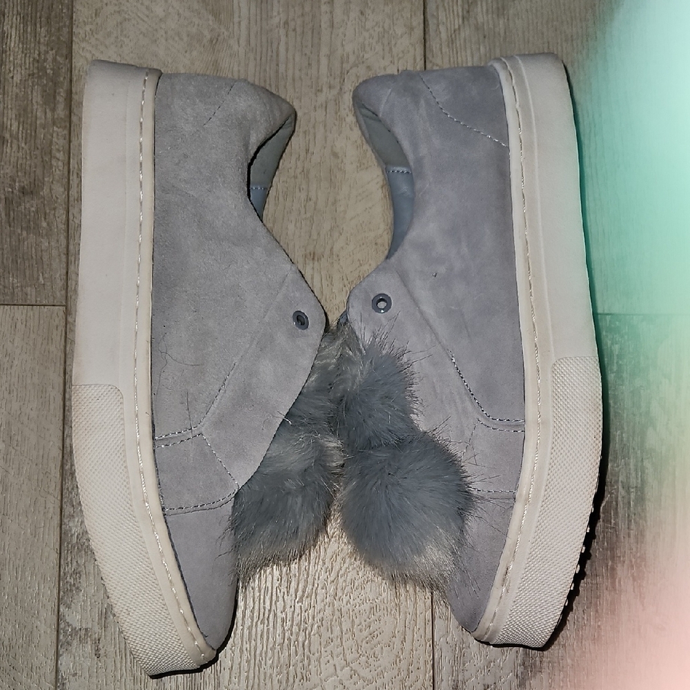 Sam Edelman Blue- Grey Sneakers with Fluffy Detail